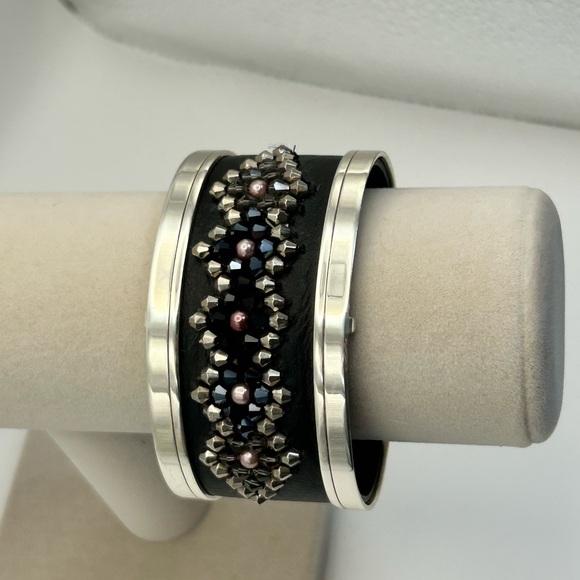 Brighton Cristo New Delhi-Patel Wide Cuff Bracelet Set D25528 Silver Plated - Picture 4 of 15